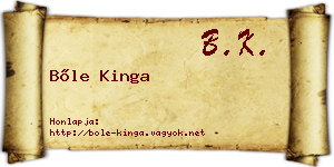 Bőle Kinga névjegykártya
